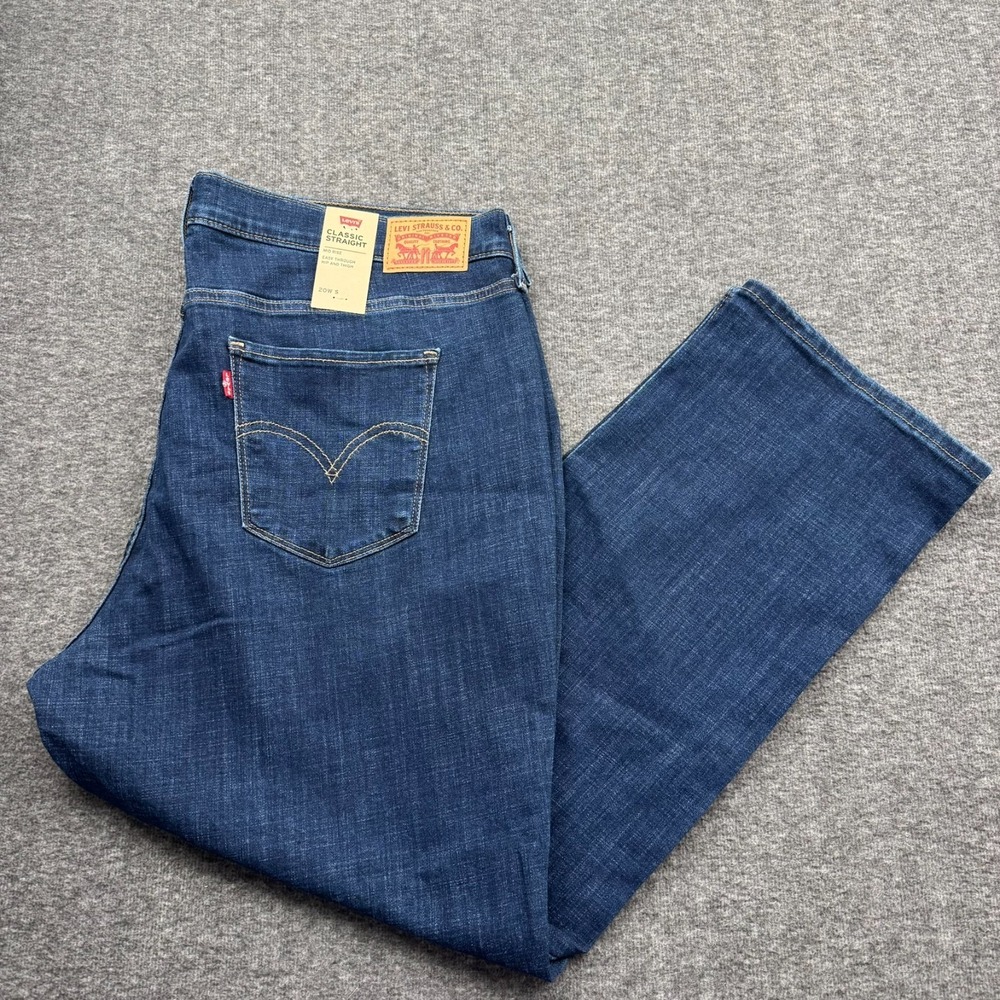 Levi's Classic Straight Dark Wash Jeans Womens 20W (40x29) Blue Denim Pants NEW